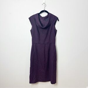 Tahari Cowl Neck Career Office Dress Plum Sleeveless